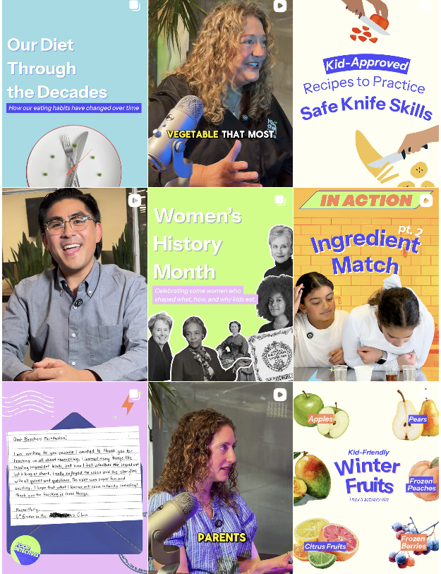 Food Detectives Instagram feed after the strategy, showing workshops, educator resources and annual highlights