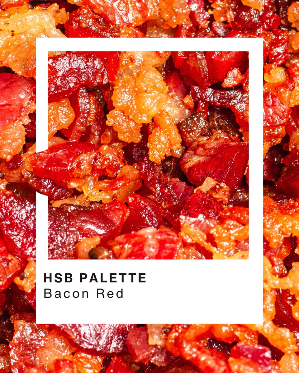 Bacon-red color palette graphic made from food texture