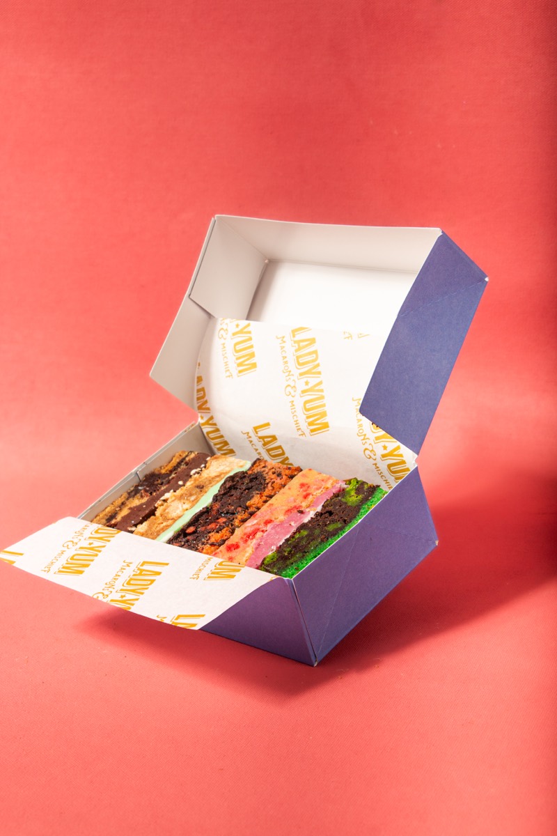 Open Lady Yum box filled with assorted dessert bars